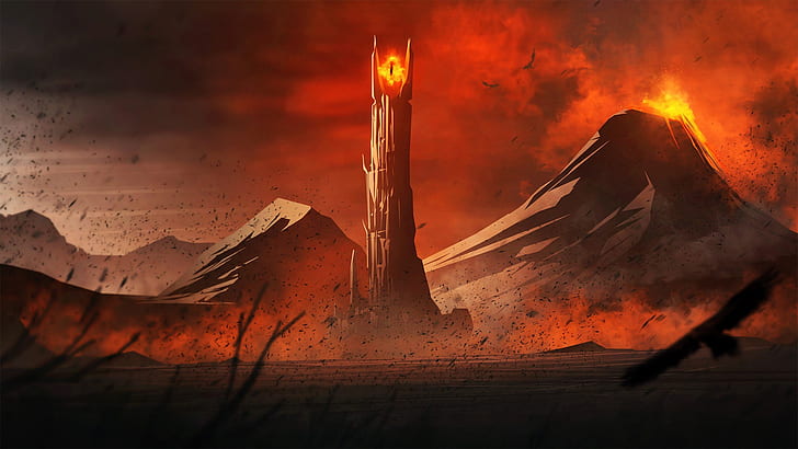 Herr der Ringe, Mordor, Untergang des Berges, Auge von Sauron, HD-Hintergrundbild