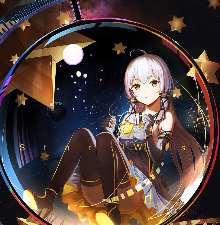 Anime girl, Stars, Magic, HD, HD wallpaper