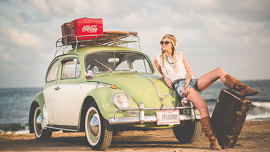 fotografia, carro, Volkswagen Beetle, Coca-Cola, modelo, HD papel de parede HD wallpaper