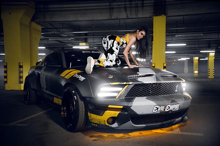 car, machine, auto, girl, city, fog, race, Mustang, brunette, sports car, camouflage, need for speed, Ford, cars, smoke, nfs, Empire, Ford Mustang, Mickey mouse, sport car, mouse, need 4 speed, miki, mustang 5.0, spb, car and girl, sport cars, ee team, camo, nfs mw, girl and car, need for sped, need for speed 2, evil empere, camouflag, Mustang evil, evil mustang, miki mouse, the girl and the car, HD wallpaper