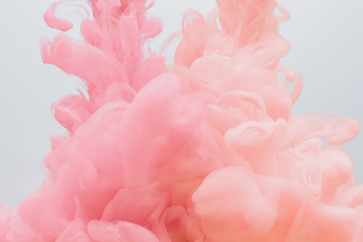 merah muda, oranye, putih, asap, asap berwarna, abstrak, Wallpaper HD