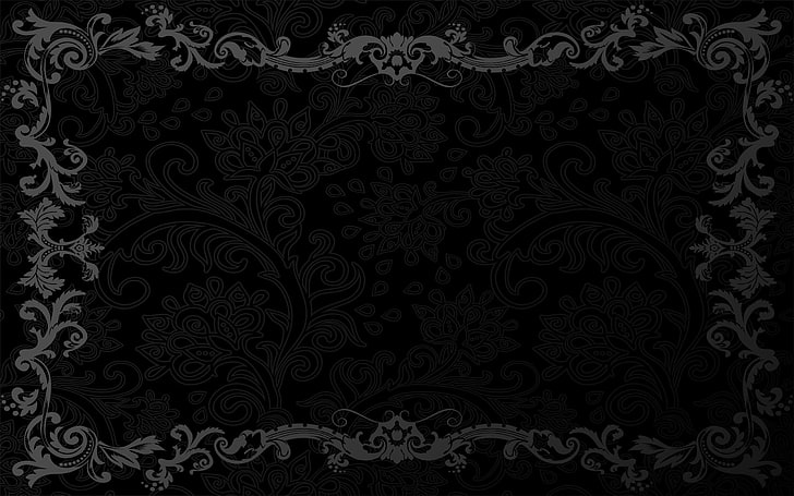 papel de parede de filigrana cinza, retrô, padrão, escuro, preto, ornamento, vintage, textura, plano de fundo, gradiente, HD papel de parede