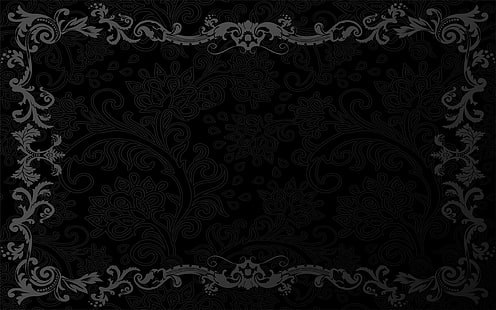 серые филигранные обои, ретро, ​​узор, вектор, темный, черный, орнамент, винтаж, текстура, фон, градиент, HD обои HD wallpaper