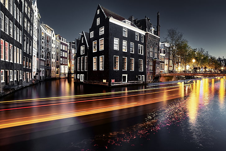 Amsterdam en la noche HD fondos de pantalla descarga gratuita |  Wallpaperbetter