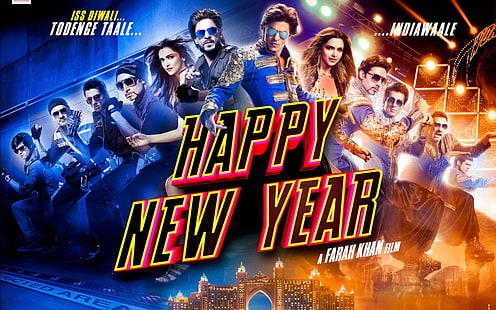 Szczęśliwego Nowego Roku Nowy plakat filmowy, Szczęśliwego Nowego Roku plakat filmowy, Filmy, Filmy Bollywood, Bollywood, Shahrukh Khan, 2014, Deepika Padukone, Tapety HD HD wallpaper