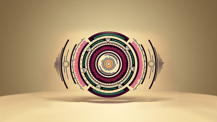 round multicolored logo, digital art, geometry, simple background, circle, HD wallpaper