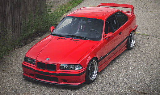 röd, BMW, anpassad, E36, HD tapet HD wallpaper