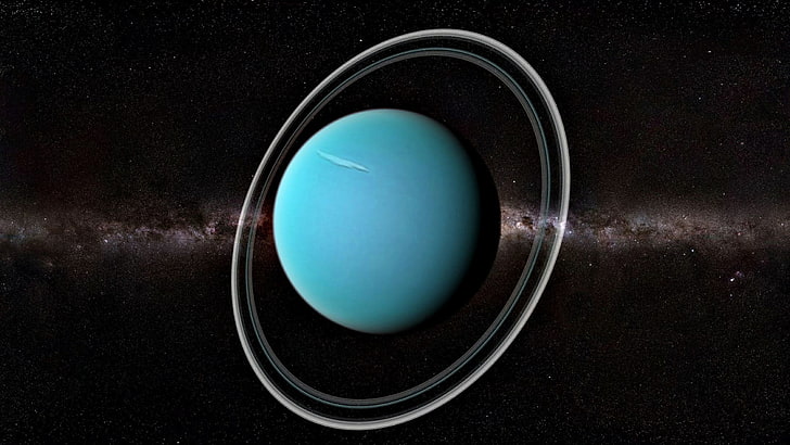 Uranus, planète, planète annelée, anneau planétaire, voie lactée, art spatial, Fond d'écran HD
