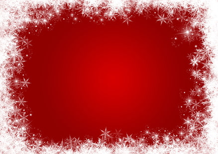 зима, снег, снежинки, красный, фон, рождество, рамка, HD обои HD wallpaper