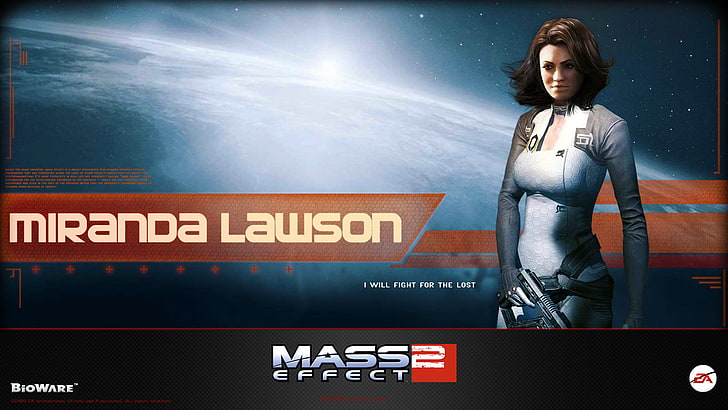 Miranda Lawson Mass Effect 2 illustration, space, gun, weapons, effect, bioware, mass, Cerberus, Miranda, Lawson, HD wallpaper