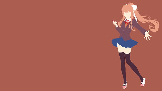 Doki Doki Literature Club, Monika (Doki Doki Literature Club), anime girls, roman visuel, minimalisme, Fond d'écran HD HD wallpaper