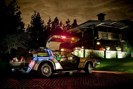 szary DMC DeLorean coupe, Back to the future, delorean dmc-12, Tapety HD HD wallpaper