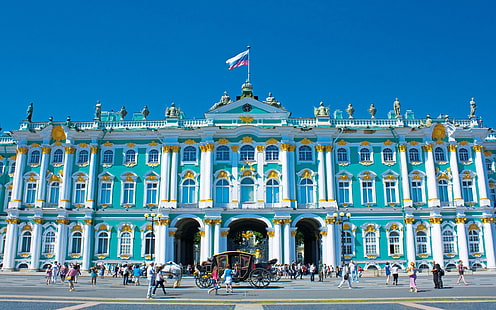 Hermitage è un museo di arte e cultura a San Pietroburgo, Russia, Sfondo HD HD wallpaper