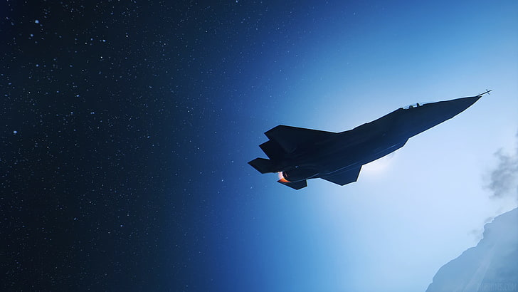 Schwarz-weißes LED-Licht, Militär, Lockheed Martin F-35 Lightning II, US Air Force, HD-Hintergrundbild