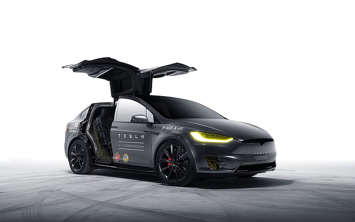 graues Coupé, Elektroauto, Auto, Konzeptautos, Tesla Model X, Tesla Motors, HD-Hintergrundbild