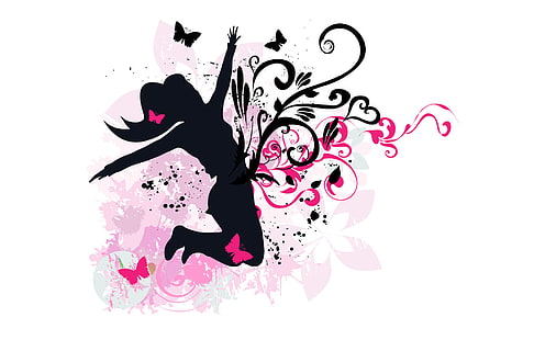 Jumping Girl Vector, girl, vector, jumping, vector e design, Sfondo HD HD wallpaper