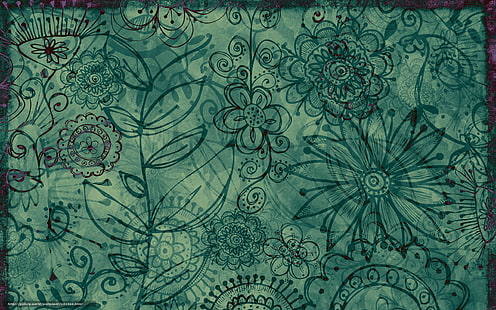 abstracto, azul, flores, fondo, textura, Tapety HD HD wallpaper