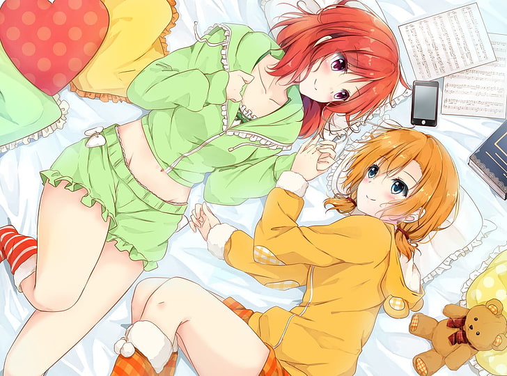 Babys verschiedene Kleider, Anime, Love Live !, Nishikino Maki, Kousaka Honoka, Pyjama, HD-Hintergrundbild