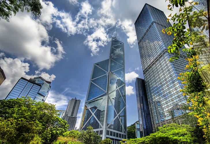worm's eye view of city buildings under white cloudy sky during daytime, hong kong, hong kong, Glass, Jungle, Hong Kong, worm's eye view, city, buildings, white, cloudy, sky, daytime, d2x, Hdr, Portfolio, downtown, clouds, skyscrapers, high, architecture, wonderful, green  garden, garden  park, park  city  center, reflections, Photographer, Pro, Nikon, Photography, Panorama, details, Perspective, Shot, Shoot, Capture, Image, Photos, Picture, Edge, Angle, lines, work, Composition, Processing, Treatment, Framing, Unique, Background, best, asia, travel, trip, journey, skyscraper, urban Scene, modern, office Building, built Structure, business, downtown District, building Exterior, cityscape, tower, finance, outdoors, HD wallpaper