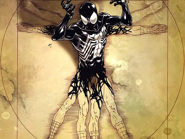 отрова spiderman vitruvian man marvel comics leonardo da vinci 1280x960 Архитектурни къщи HD Art, Venom, spider-man, HD тапет