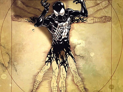 ядовитый человек-паук витрувианский человек чудо комиксы леонардо да винчи 1280x960 Архитектура Дома HD Art, Venom, человек-паук, HD обои HD wallpaper