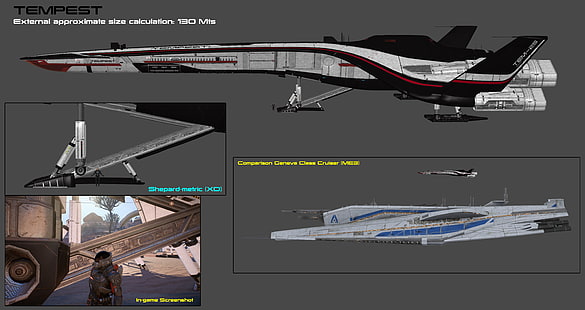 ilustração de avião cinza, preto e vermelho, Mass Effect: Andrômeda, Mass Effect, Andromeda Initiative, Tempest, HD papel de parede HD wallpaper