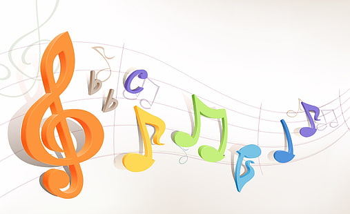 Note musicali colorate 1, segno musicale, Aero, arte vettoriale, colorato, musicale, note, Sfondo HD HD wallpaper