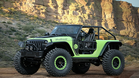 зеленый и черный Jeep Wrangler, Jeep Trailcat, Пасхальный джип-сафари Moab 2016, внедорожник, HD обои HD wallpaper