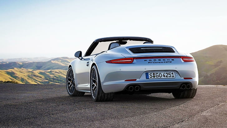 2015 Porsche 911 Carrera GTS 4 Cabriolet, сребърен porsche кабриолет, кабриолет, porsche, carrera, 2015, автомобили, HD тапет