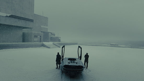 Blade Runner, Blade Runner 2049, coche, futurista, Harrison Ford, películas, Ryan Gosling, nieve, invierno, Fondo de pantalla HD HD wallpaper