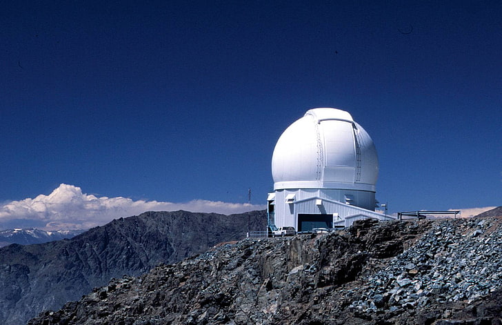 casa de hormigón blanco y negro, observatorio, paisaje, Fondo de pantalla HD