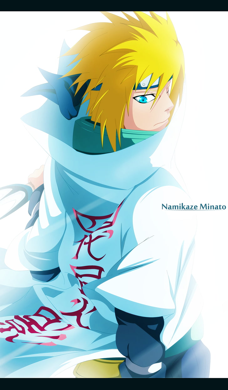 Namikaze Minato illustrazione, anime, Namikaze Minato, Naruto Shippuuden, rendering, occhi blu, Hokage, Sfondo HD, sfondo telefono