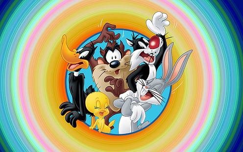 Карикатури Bugs Bunny Daffy Duck Tweety Bird Sylvester The Cat Tasmanian Devil Desktop Wallpaper Hd за мобилни телефони и лаптопи 1920 × 1200, HD тапет HD wallpaper