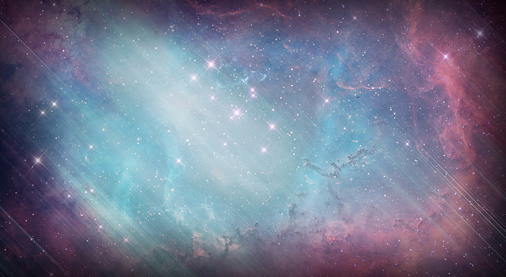 Galaxy, teal painting, Space, HD wallpaper