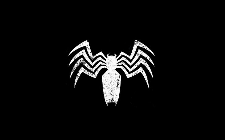 vit spindellogotyp, Venom, Spider-Man, logotyp, spindel, symboler, HD tapet