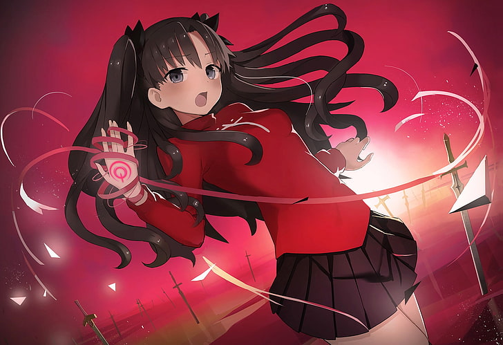 Tohsaka Rin, série Fate, Fate / Stay Night, filles d'anime, anime, twintails, Fond d'écran HD