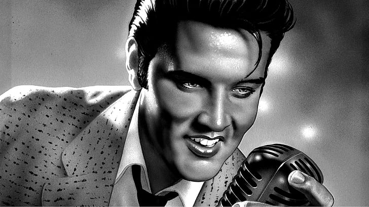 Elvis Presley Drawing HD, drawing, elvis presley, fancy, microphone, singing, HD wallpaper