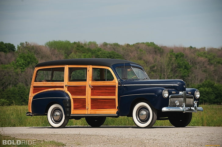 1942, cars, classic, deluxe, ford, retro, station, super, wagon, woody, HD wallpaper