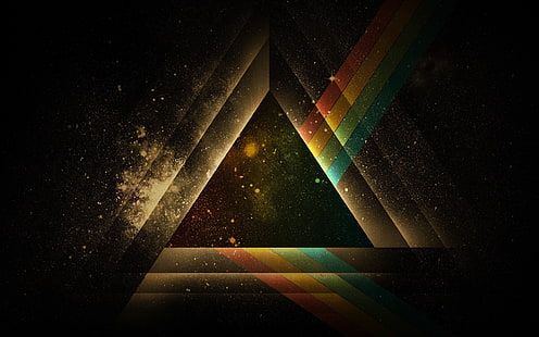 digitale Tapete des schwarzen und braunen Dreiecks, Pink Floyd, Zusammenfassung, digitale Kunst, Musik, Dreieck, Raumkunst, Raum, HD-Hintergrundbild HD wallpaper
