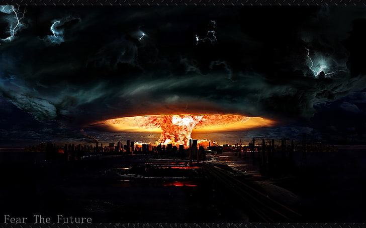 mushroom cloud wallpaper, apocalyptic, nuclear, digital art, HD wallpaper