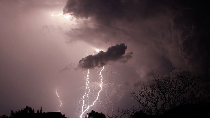 dark, night, storm, clouds, 500px, lightning, HD wallpaper