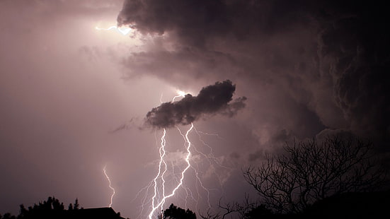 oscuro, noche, tormenta, nubes, 500 px, rayos, Fondo de pantalla HD HD wallpaper