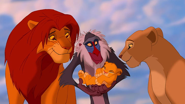 Nala et Kiara Simba sont entre les mains du singe Rafiki Iki Le Roi Lion Dessins animés 1920 × 1080, Fond d'écran HD