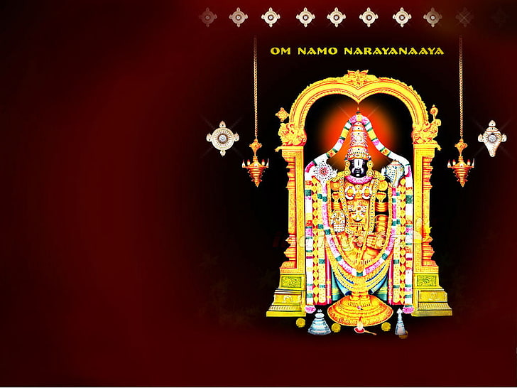 Red Background Lord Balaji, Hindu deity screenshot, God, Lord Balaji, red, lord, balaji, background, HD wallpaper