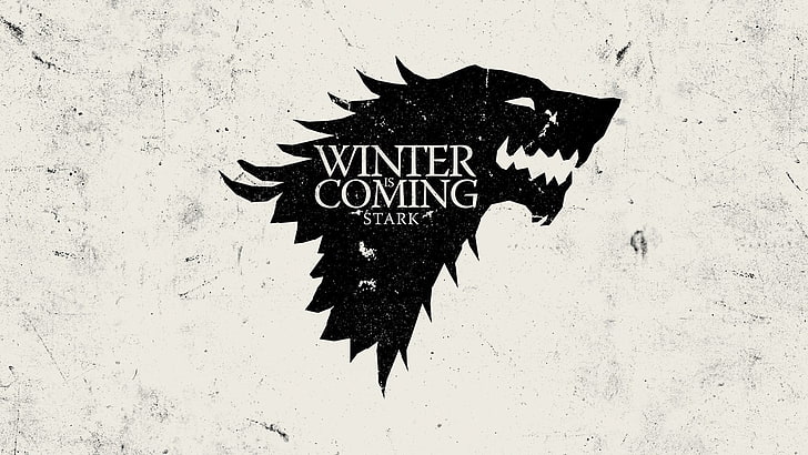 Logotipo de Game of Thrones chegando em inverno, Game of Thrones, O inverno está chegando, sigils, House Stark, TV, monocromático, HD papel de parede
