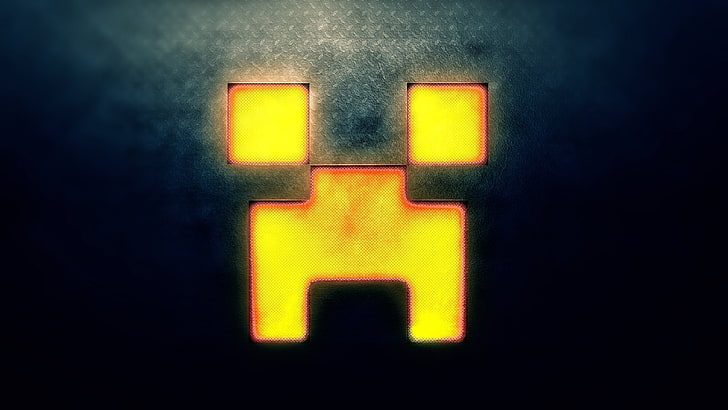 жълто лого на Minecraft Creeper, без заглавие, Minecraft, пълзящо, видео игри, HD тапет