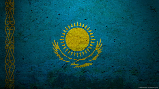 Flaggor, Kazakstans flagga, HD tapet HD wallpaper