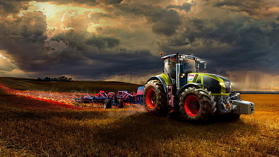 Fahrzeuge, Claas, Wolke, Feld, Traktor, Fahrzeug, HD-Hintergrundbild HD wallpaper