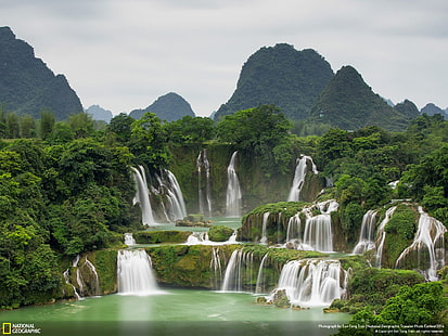 Tapeta Ban Gioc Waterfall-National Geographic, zdjęcie wodospadów, Tapety HD HD wallpaper