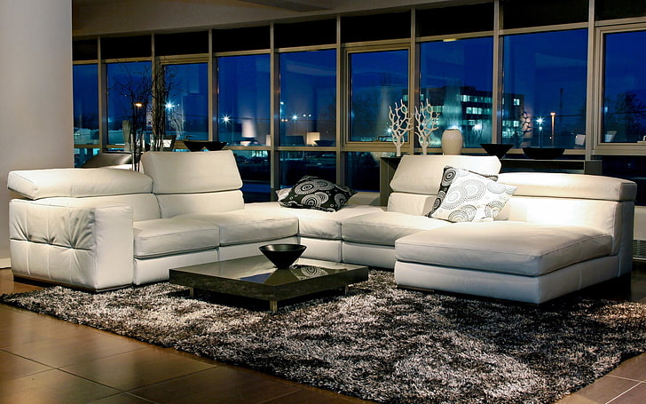 indoors, interior design, couch, carpets, cushions, window, HD wallpaper